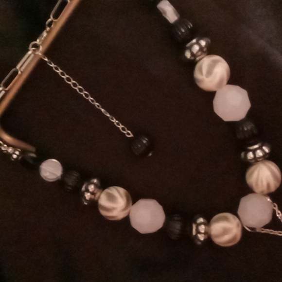 Chunky collar tassel necklace beaded chain tassel statement necklace 22+2 in. - Picture 4 of 8